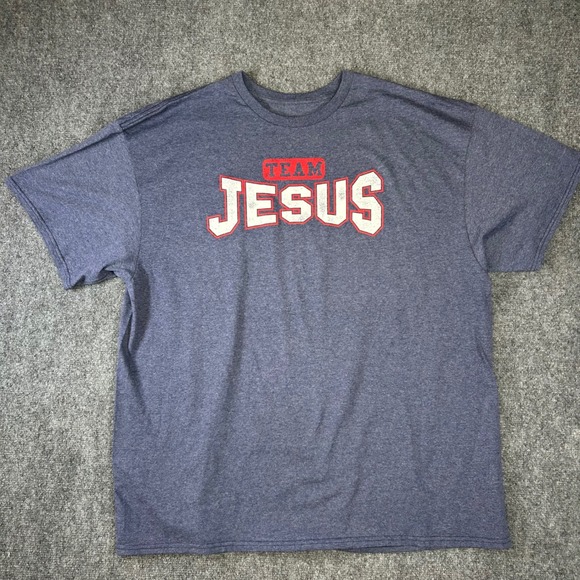 Other - Team Jesus Graphic T-Shirt Mens XXL Blue Heathered Short Sleeve Religious Tee